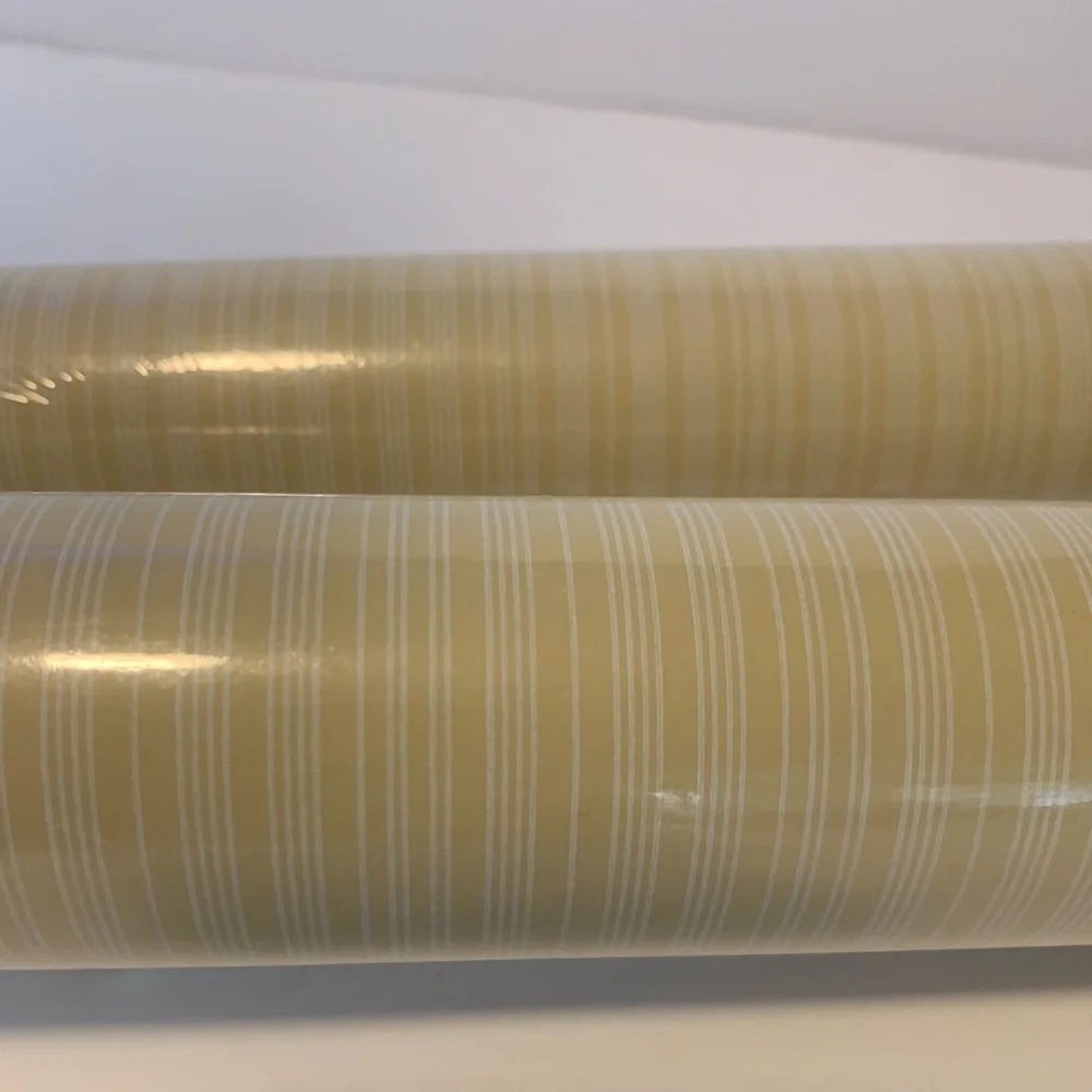 Williamsburg Striped Wall Paper TWO Double Rolls 27”x 9 yds/roll Yellow & White